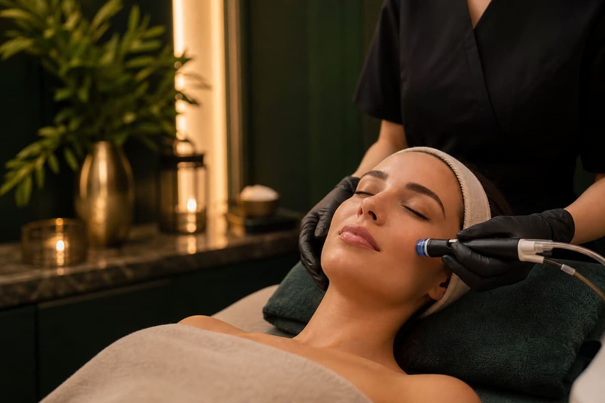 Hydrafacial — tratament facial profesional Tratament Hydrafacial într-un spa premium — curățare și hidratare facială