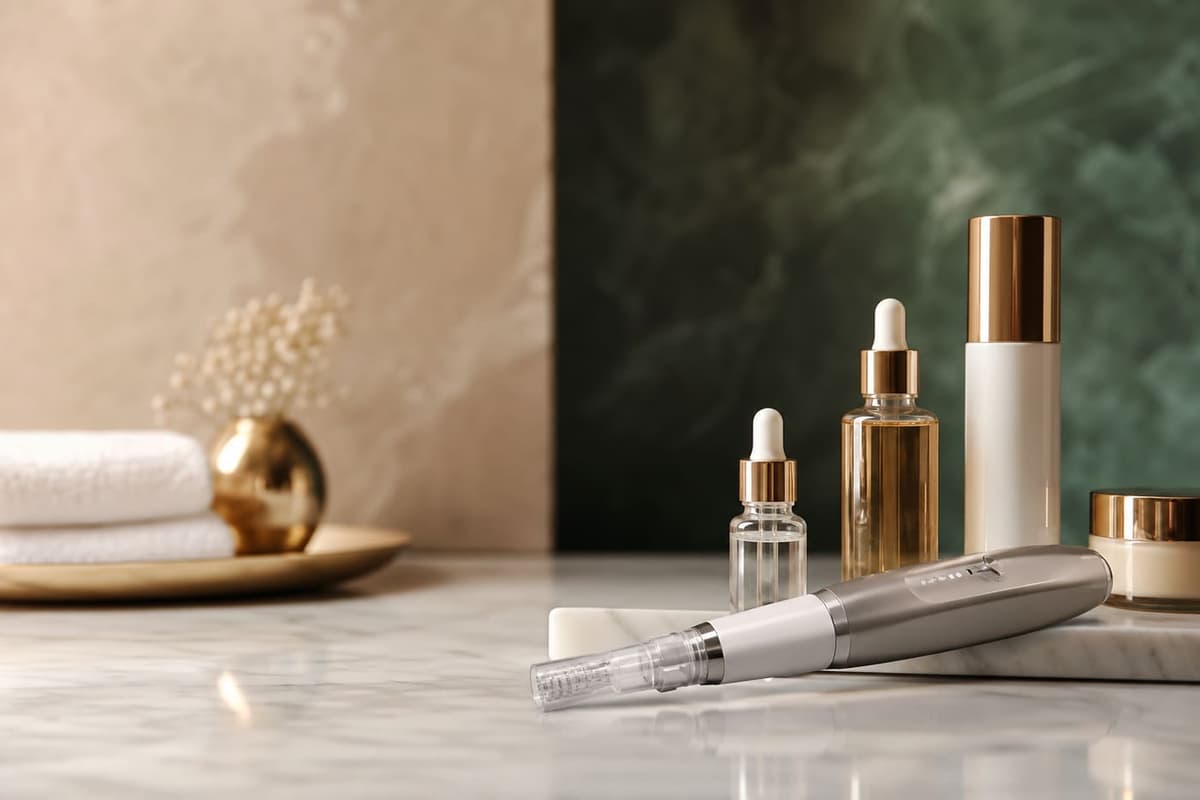 Microneedling vs Dermapen Dispozitiv Dermapen și produse pentru microneedling facial profesional