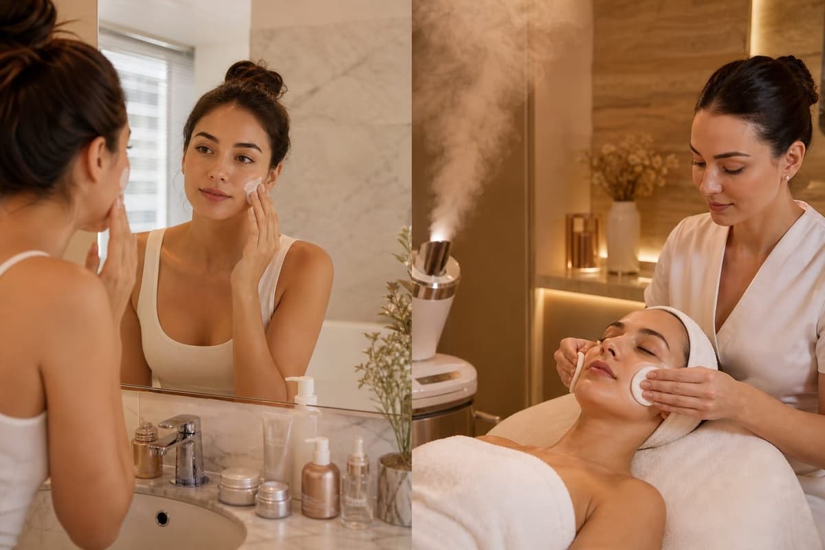 Curățare facială acasă vs tratament profesional Comparație între curățare facială acasă și tratament profesional la salon